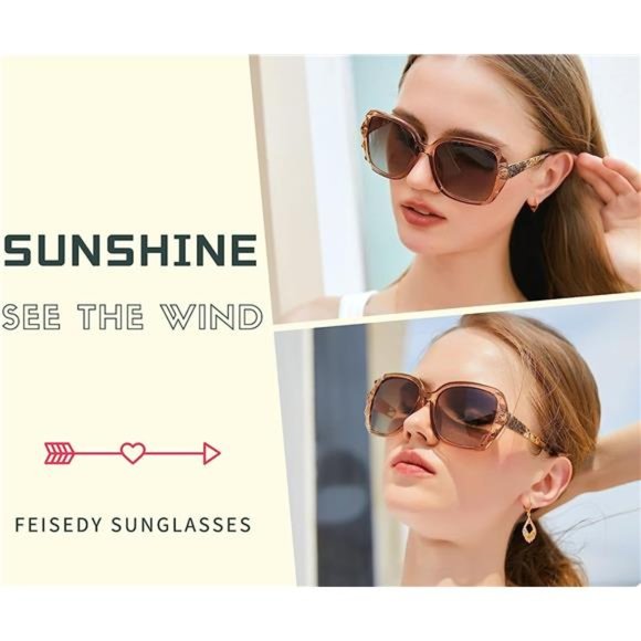 Polarized Women Square Sunglasses Sparkling Composite Shiny Frame Summer Shades main image 4